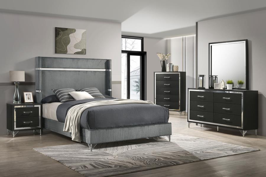 Lucia 61-inch Upholstered  Wingback Bed Grey ( mattress not included)