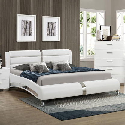 Jeremaine Upholstered Sleigh Bed White (mattress not included )