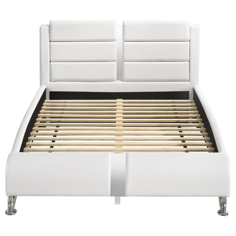 Jeremaine Upholstered Sleigh Bed White (mattress not included )