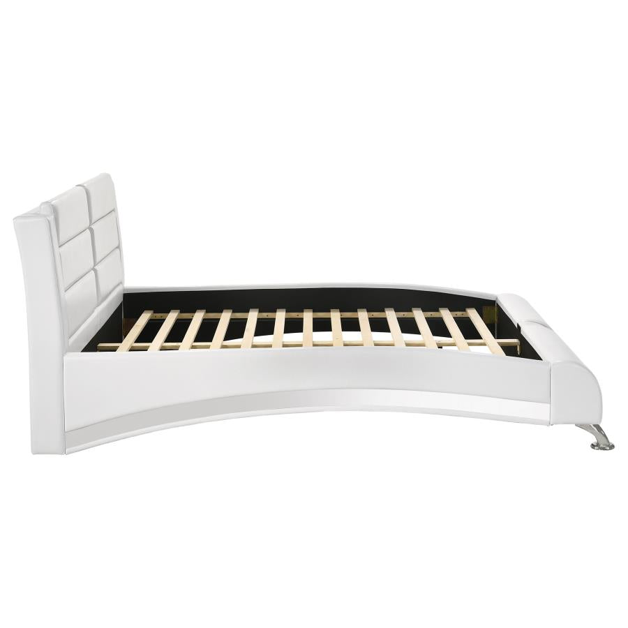 Jeremaine Upholstered Sleigh Bed White (mattress not included )