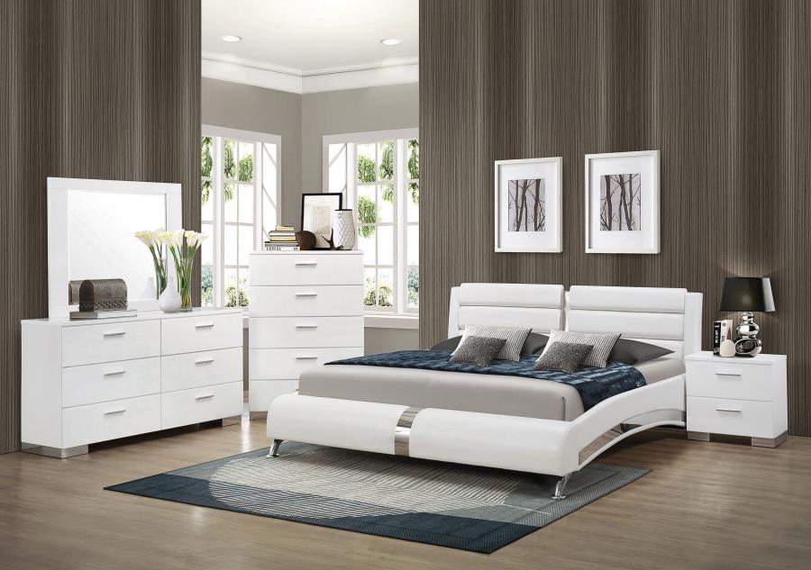 Jeremaine Upholstered Sleigh Bed White (mattress not included )
