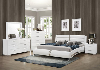 Jeremaine Upholstered Sleigh Bed White (mattress not included )