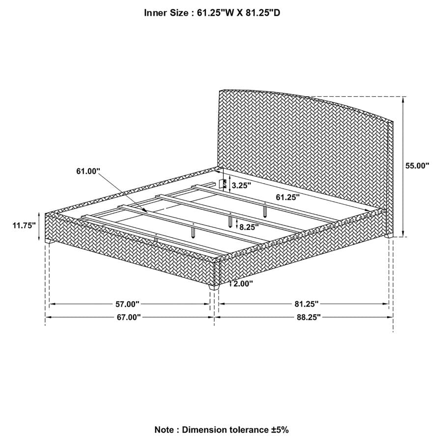 Laughton Banana Leaf Panel Bed Amber (mattress not included)