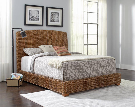 Laughton Banana Leaf Panel Bed Amber (mattress not included)