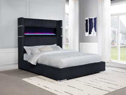 Tisdall Upholstered  Flame Visualizer Bed Black