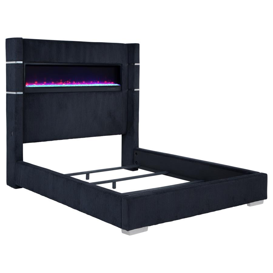 Tisdall Upholstered  Flame Visualizer Bed Black