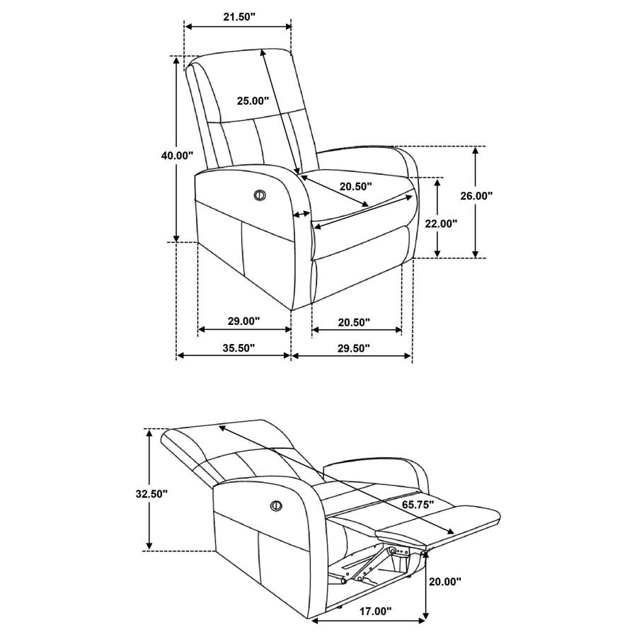 Grant Upholstered Power Recliner Chair Brown or grey