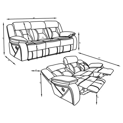 Higgins 3-piece Upholstered Motion Reclining Sofa Set Grey