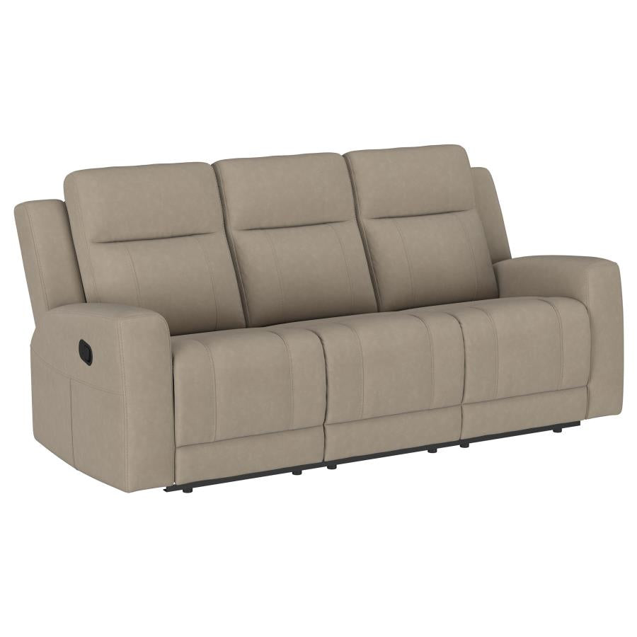 Brentwood 3-piece Upholstered Reclining Sofa Set Taupe beige or black