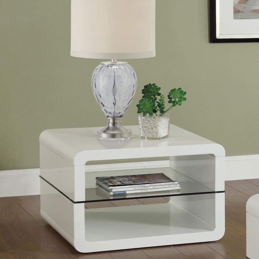 Elana 1-shelf Rectangular Coffee Table White High Gloss