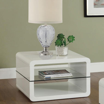 Elana 1-shelf Rectangular Coffee Table White High Gloss