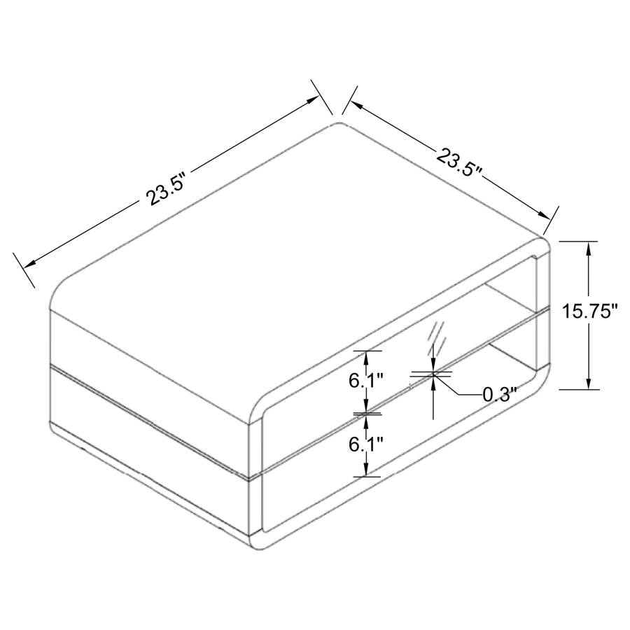 Elana 1-shelf Rectangular Coffee Table White High Gloss