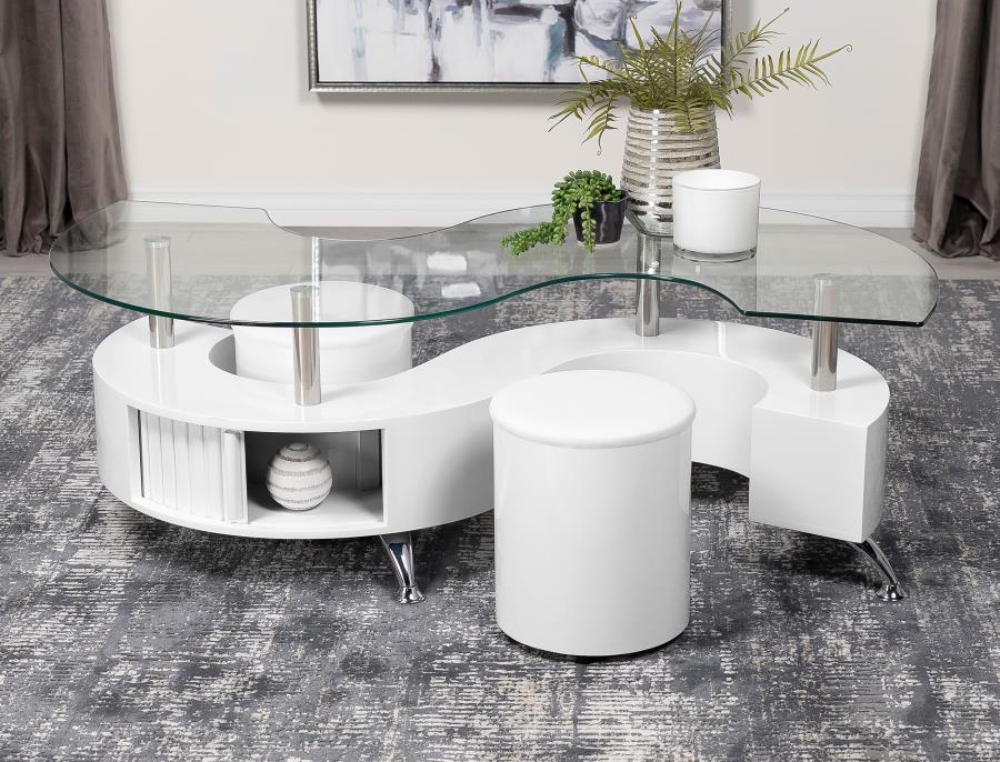 Buckley 3-piece Coffee Table and Stools Set High Gloss