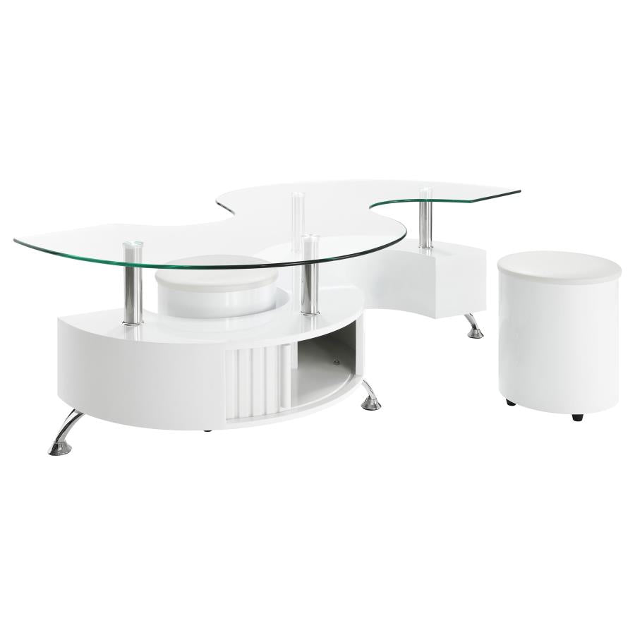 Buckley 3-piece Coffee Table and Stools Set High Gloss