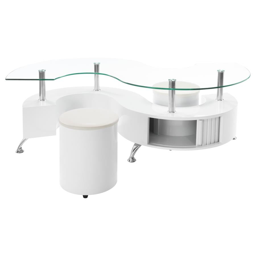 Buckley 3-piece Coffee Table and Stools Set High Gloss