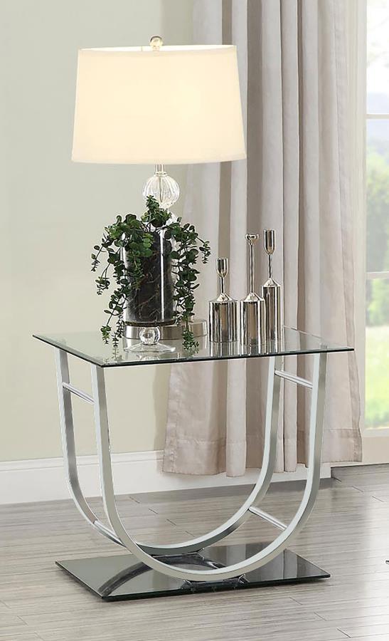Danville Rectangular U-Shaped Glass Top Coffee Table Chrome