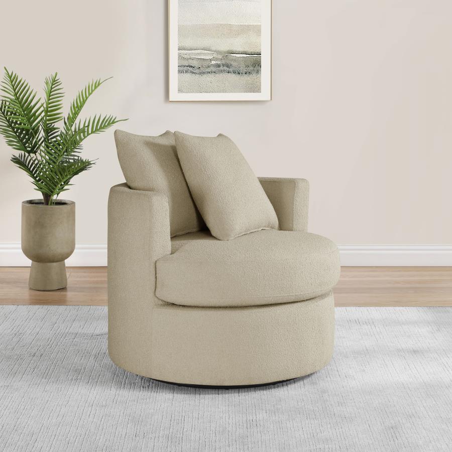 Debbie Upholstered Swivel Accent Chair Burnt