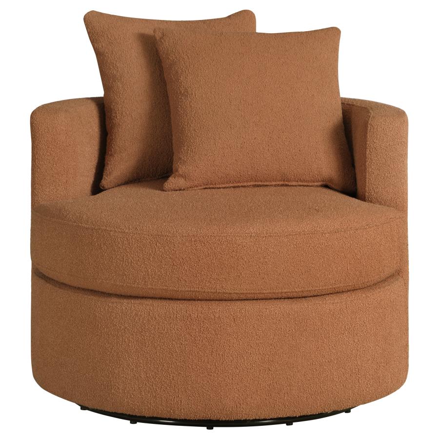 Debbie Upholstered Swivel Accent Chair Burnt