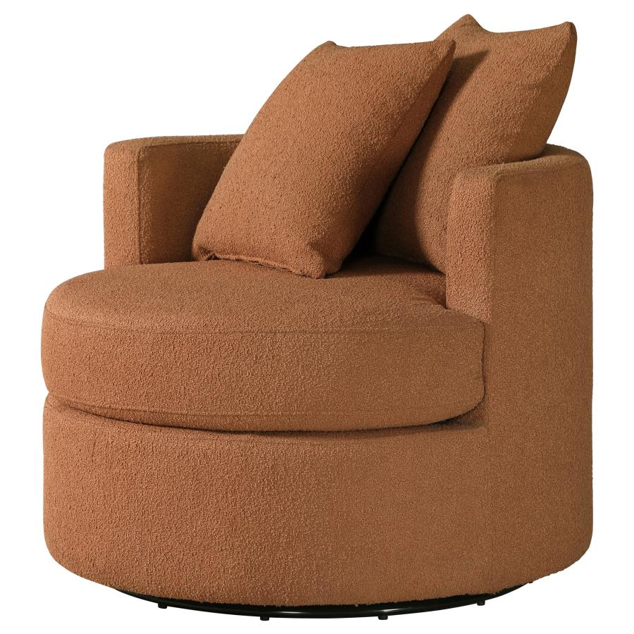 Debbie Upholstered Swivel Accent Chair Burnt