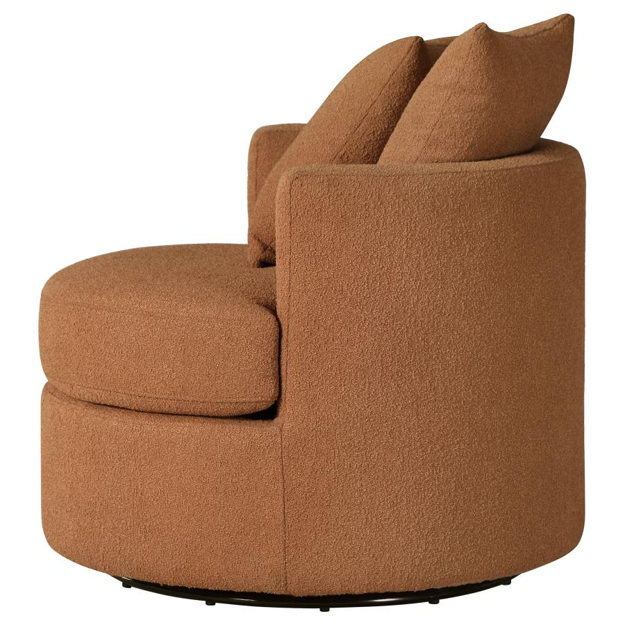 Debbie Upholstered Swivel Accent Chair Burnt