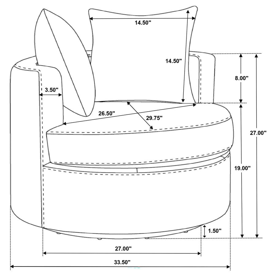 Debbie Upholstered Swivel Accent Chair Burnt