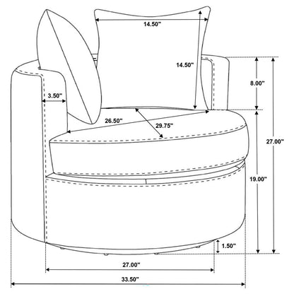 Debbie Upholstered Swivel Accent Chair Burnt