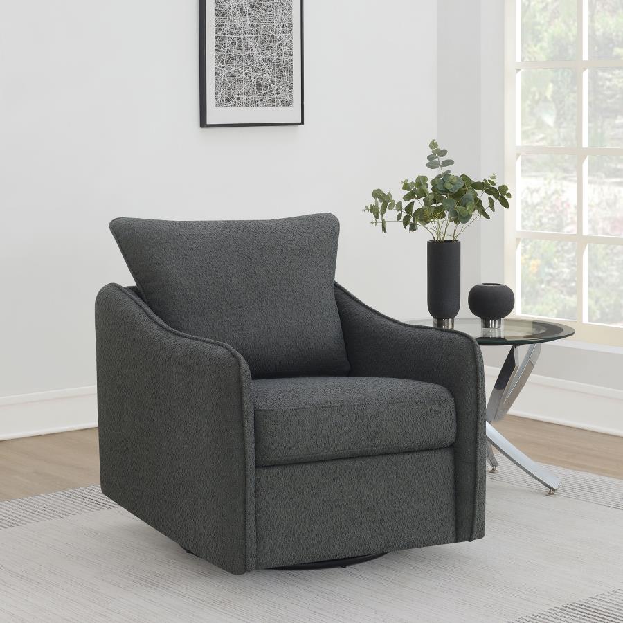 Madia Upholstered Sloped Arm Swivel Glider Chair Vanilla or  Charcoal