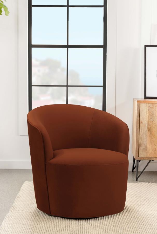 Joyce Upholstered Barrel Back Swivel Chair White or Orange
