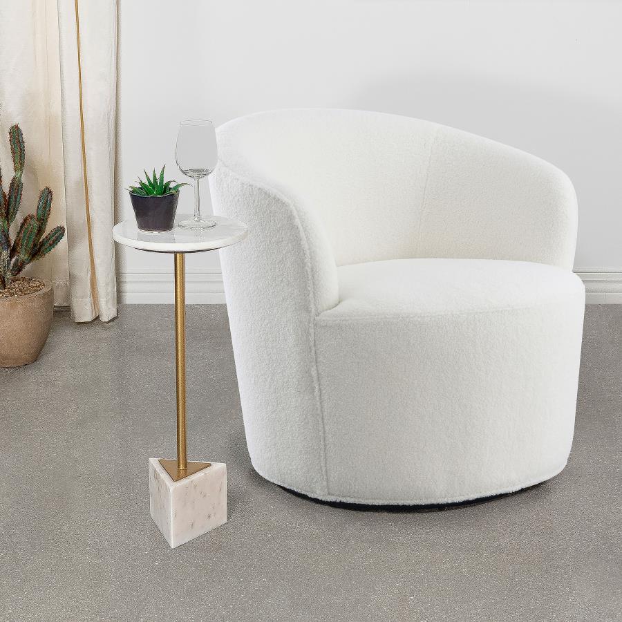 Joyce Upholstered Barrel Back Swivel Chair White or Orange