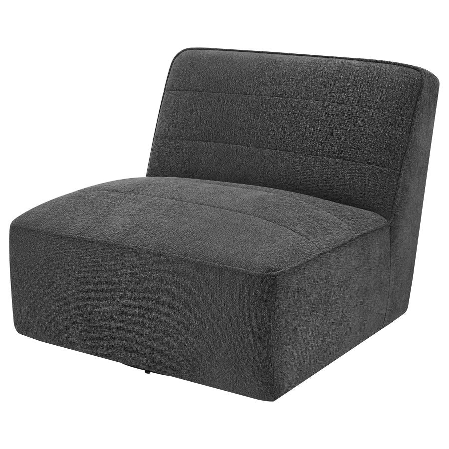Cobie Upholstered Armless Swivel Charcoal -Swivel Chair Natural