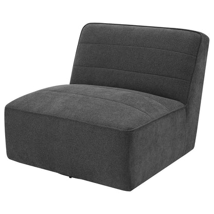 Cobie Upholstered Armless Swivel Charcoal -Swivel Chair Natural