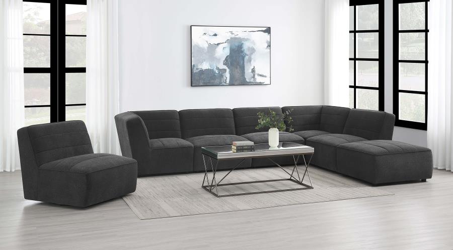 Cobie Upholstered Armless Swivel Charcoal -Swivel Chair Natural