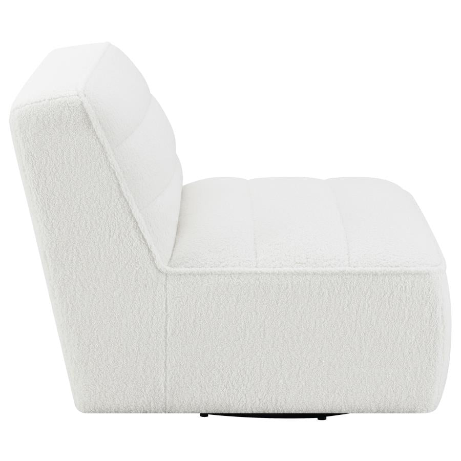 Cobie Upholstered Armless Swivel Charcoal -Swivel Chair Natural