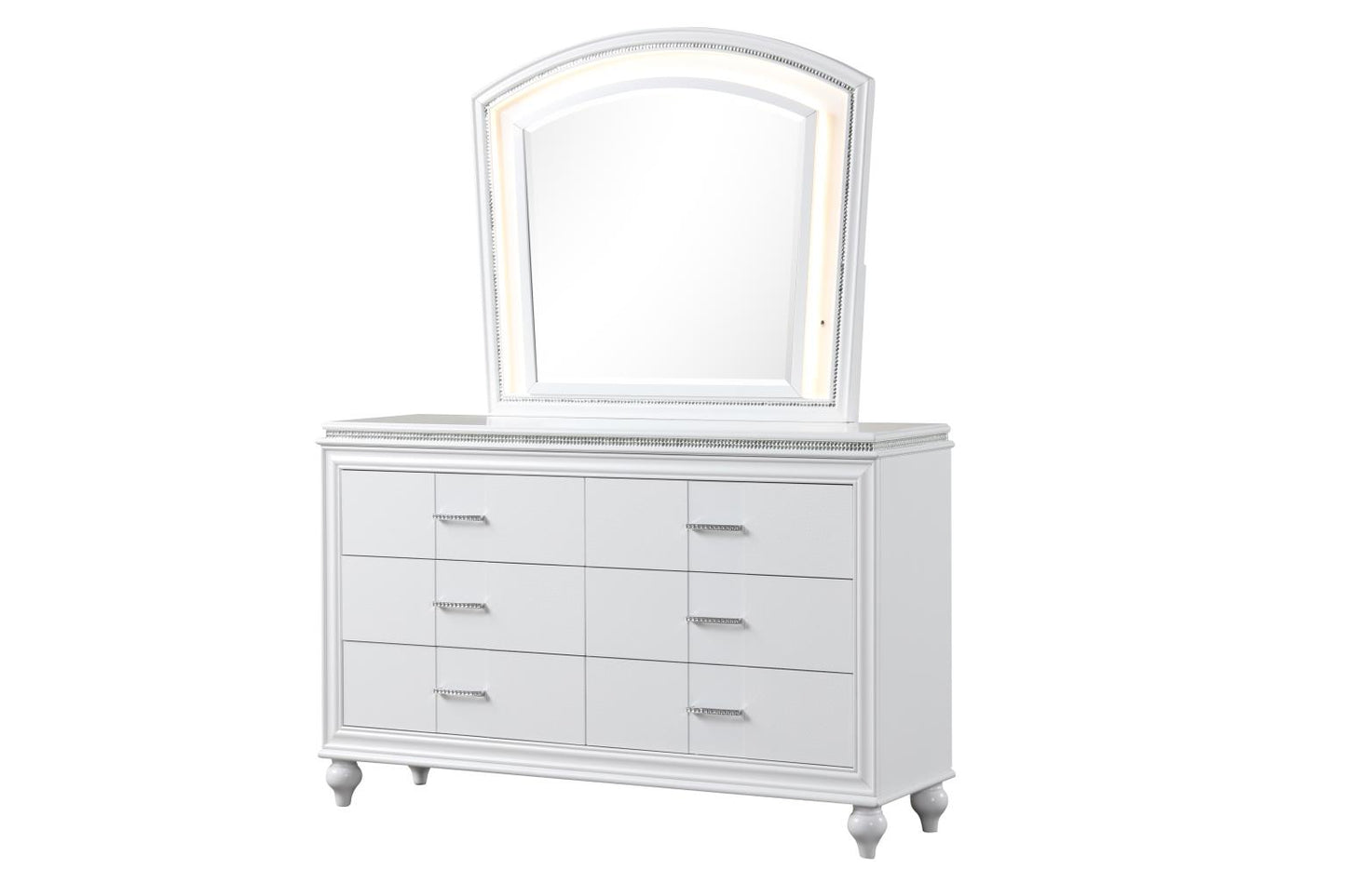B520-BEDROOM SET  4 PC WHITE - bed frame, dresser, mirror , nightstand (mattress and chest not included)
