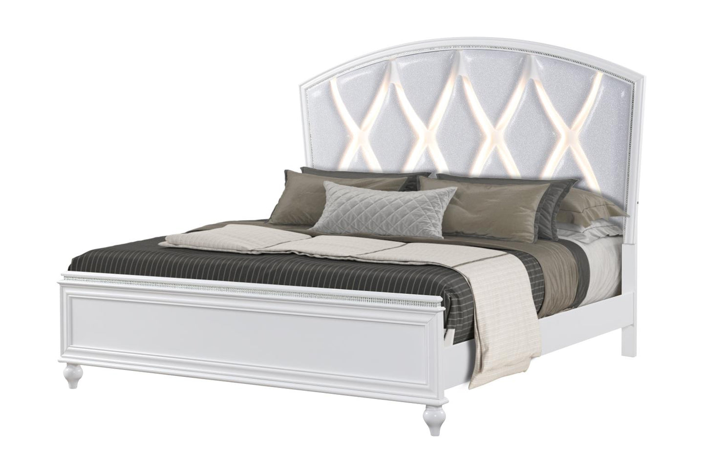 B520-BEDROOM SET  4 PC WHITE - bed frame, dresser, mirror , nightstand (mattress and chest not included)