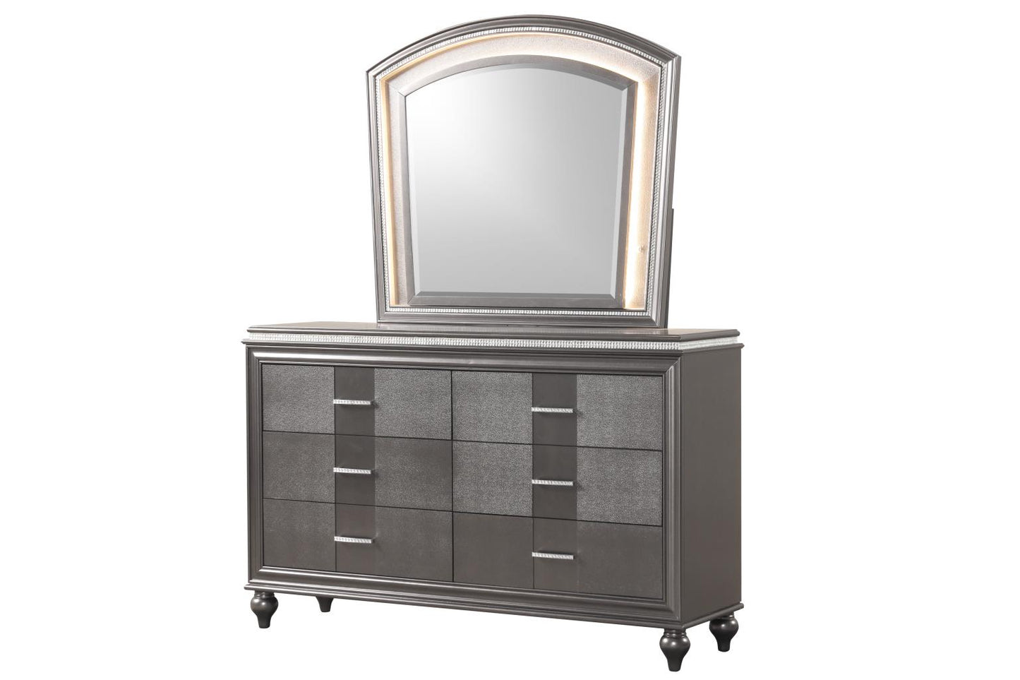 B525 - Sally  Bedroom Set -4PC  UPH Bed w/led Lights