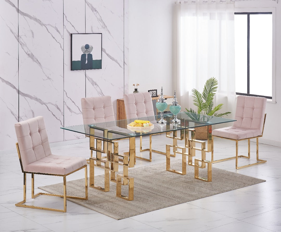 2120 Dining Set Pink 5pcs