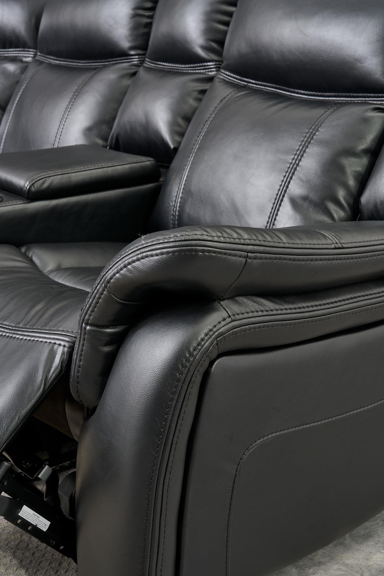 L466 - Jay (Black)3 PC Reclining Black Sectional W/ LED