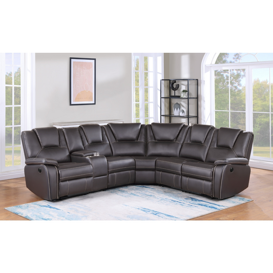 M8191 AMOS- BROWN Breathable Air Leather Modular Power Recliner