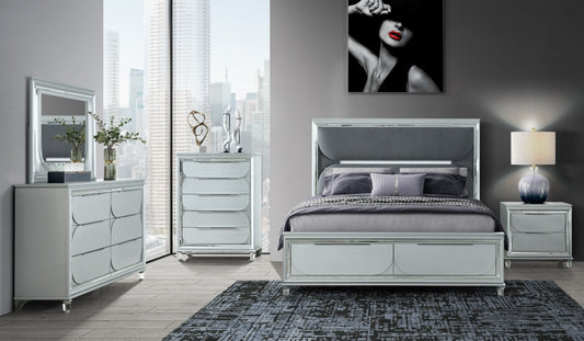 Caleb Silver 4 PC  Bedroom Set (mattress or chest not included)