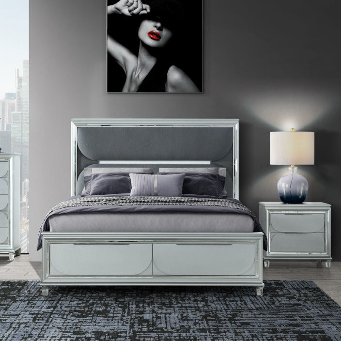Caleb Silver only Bed (mattress not included)