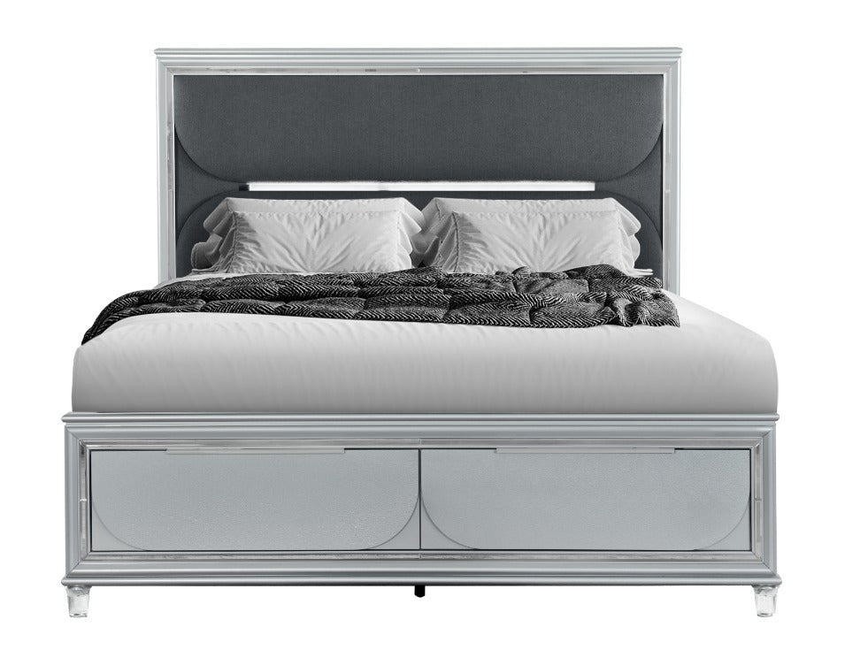 Caleb Silver only Bed (mattress not included)