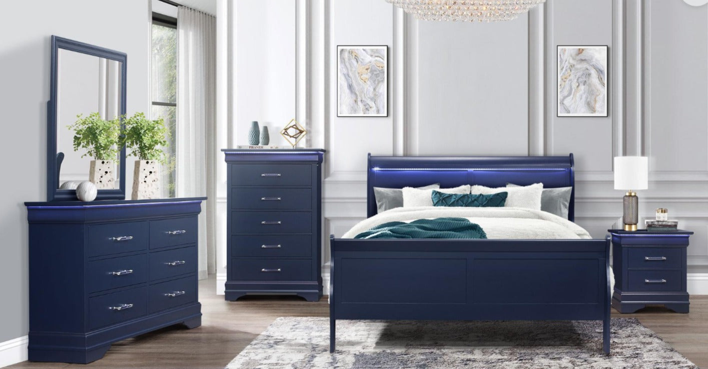 Charlie 4 PC Bedroom Set White or Blue (mattress and Chest not included)
