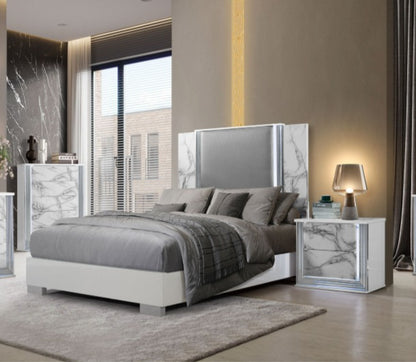 Ylime White Marble  only Bed (Mattress not included)