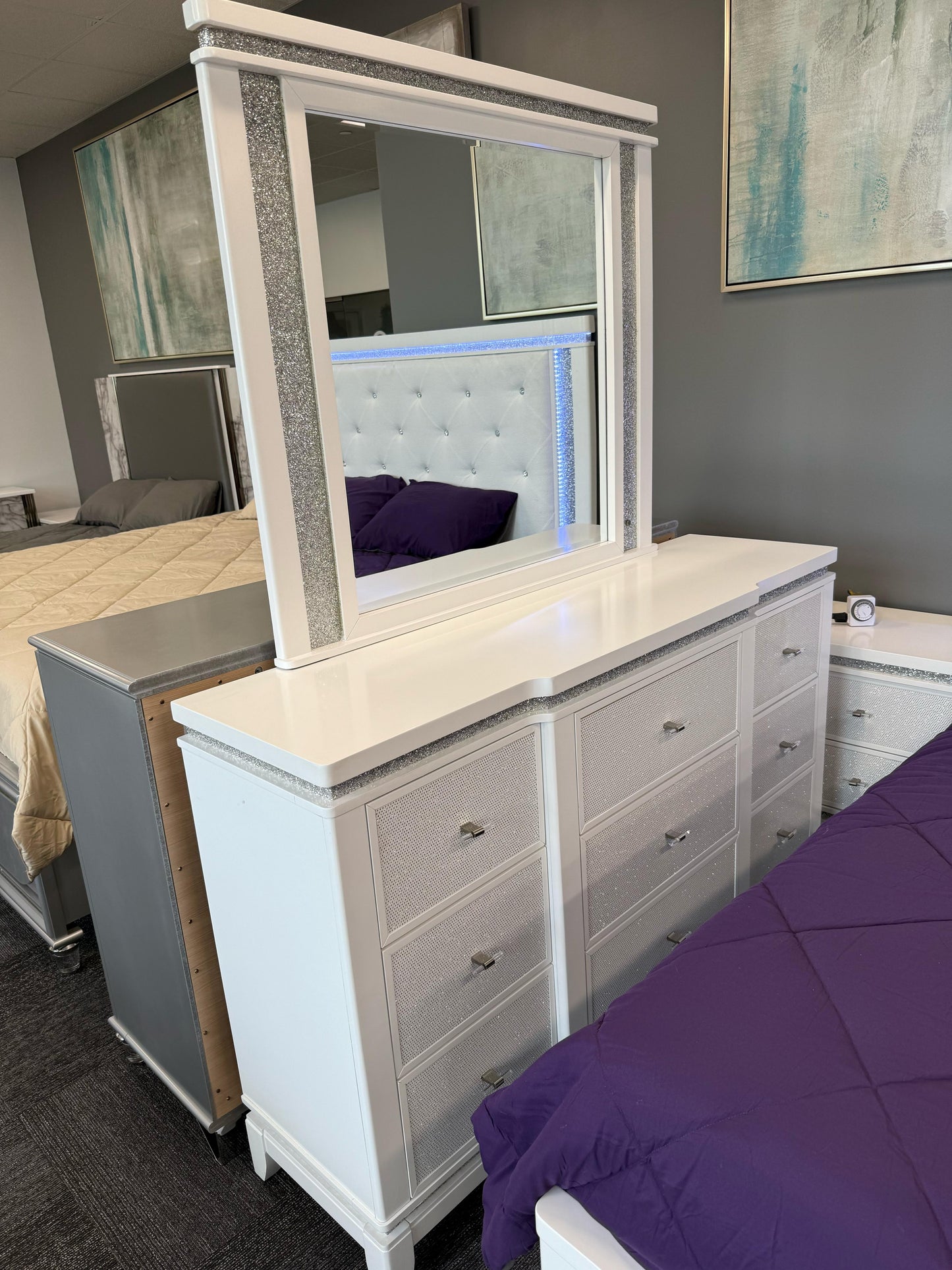 Alina White  4 PC Bedroom Set (mattress and chest not included )