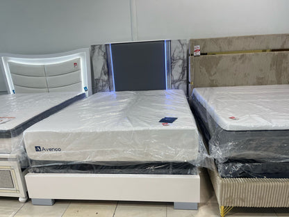 Ylime White Marble  only Bed (Mattress not included)