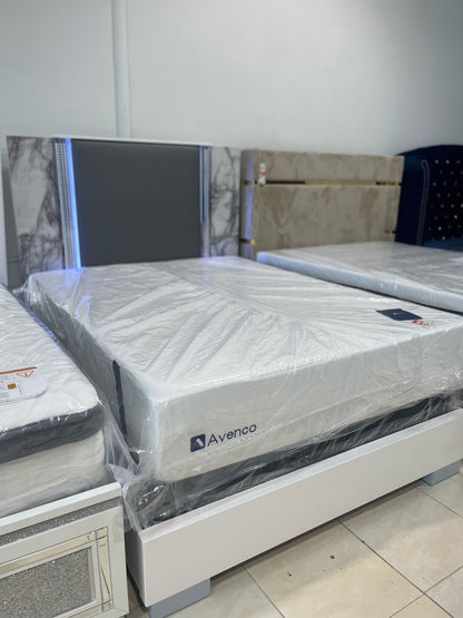 Ylime White Marble  only Bed (Mattress not included)