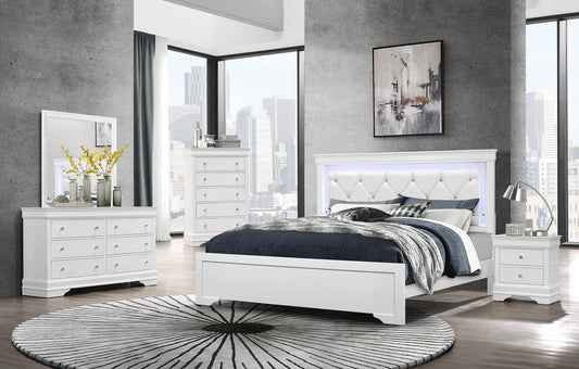 Pompei White 4 PC Bedroom Set (mattress or chest not included)
