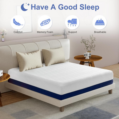 12 in.  Memory Gel Foam Mattress Medium Edge Support Pressure Relief for a Good Night's Sleep Boxed Set